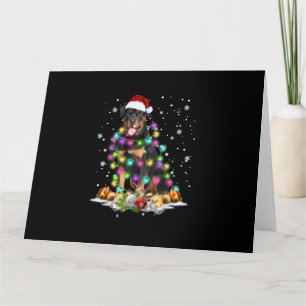 Cartão Luzes de Natal Árvore de Natal Rottweiler Papai No