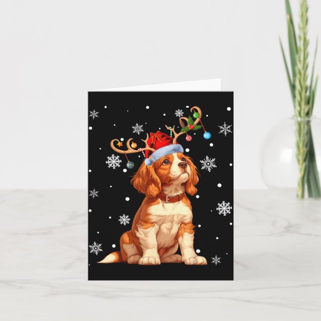 Cartão Luzes de Natal Cavalier King Charles Spaniel Xma (Frente)