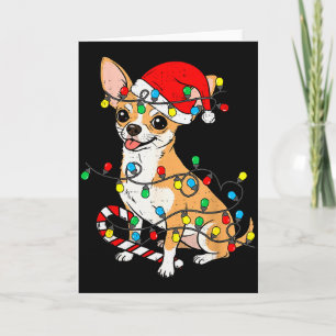 Cartão Luzes de Natal de Cachorro Chihuahua Papai Noel Xm
