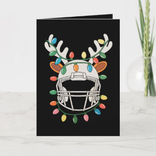 Cartão Luzes de Natal de Capacete de Futebol Rena Xmas