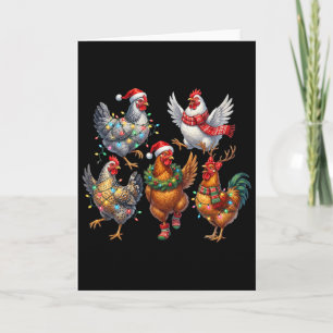 Cartão Luzes de Natal de Frango Engraçado Fazenda Animal 
