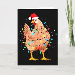 Cartão Luzes de Natal de Frango Fazenda Animal Natal Dive