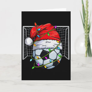 Cartão Luzes de Natal de Futebol Chapéu de Papai Noel Ama