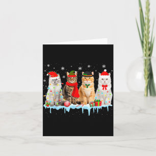 Cartão Luzes de Natal de Gato Engraçado Rena Papai Noel K