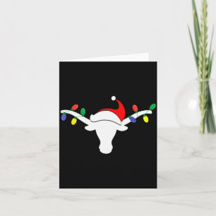 Cartão Luzes de Natal de Longhorn Branco Chapéu de Papai