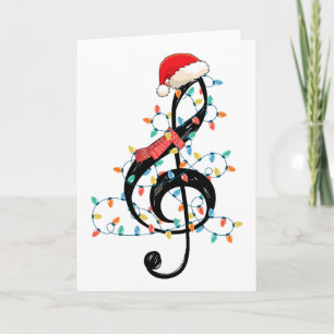 Cartão Luzes de Natal em Clave de Sol Música Amante do Na