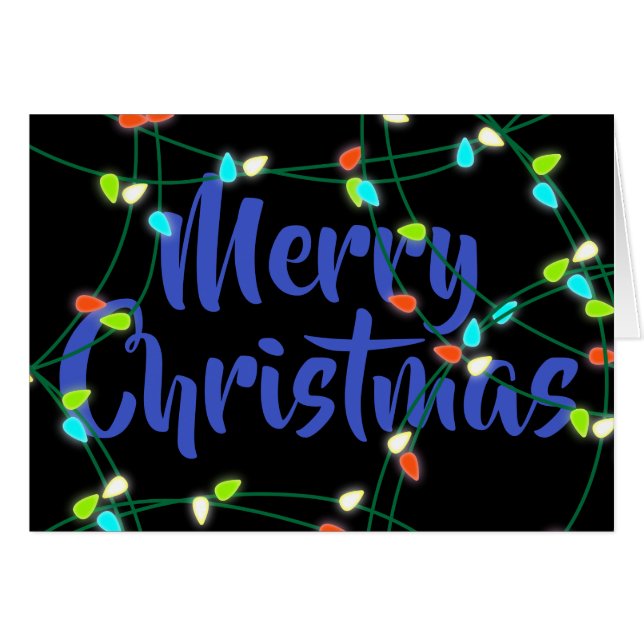 Cartão Luzes de Natal personalizadas Feliz Natal (Frente Horizontal)