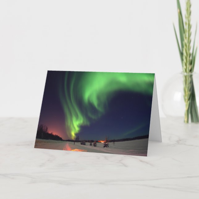 Cartão Luzes de Norte no Lago Urso (Frente)