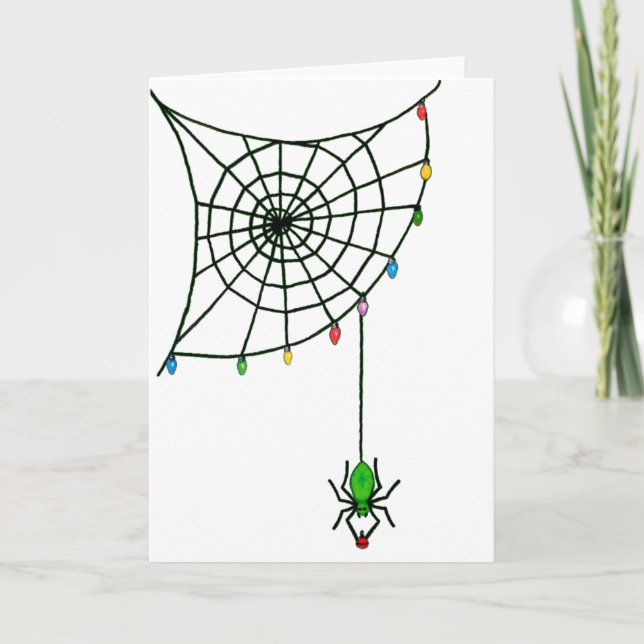 Cartão Luzes de teia de aranha de Natal Gótico Feriado (Frente)