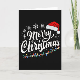 Cartão Luzes Feliz Natal Chapéu Vermelho do Papai Noel Fa