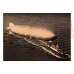 Cartão LZ-127 Graf Zeppelin sobre o Ocean Liner alemão