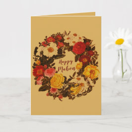 Cartão Mabon Autumn Equinox Wreath na Queda Dourada