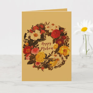 Cartão Mabon Autumn Equinox Wreath na Queda Dourada