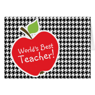 Cartão Maçã em Black & White Houndstooth