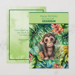 Cartão Macaco Bebê Feliz Aniversário Neto Especial