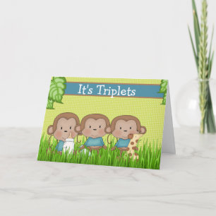 Cartão Macaco Bonito Novo Triplet Para Bebês