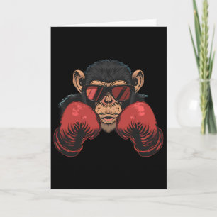 Cartão Macaco Boxeador Com Luvas de Boxe Kickboxing Engra