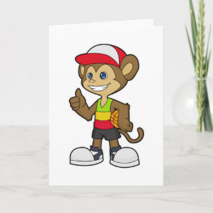 Cartão Macaco como jogador de basquete com bola de basque