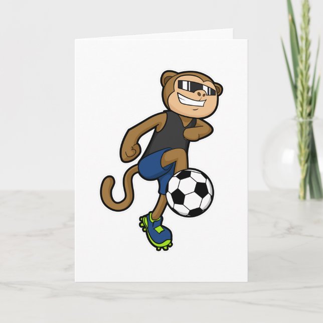 Cartão Macaco como jogador de futebol no Futebol (Frente)