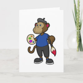 Cartão Macaco como Pintor com Tinta & Pincel