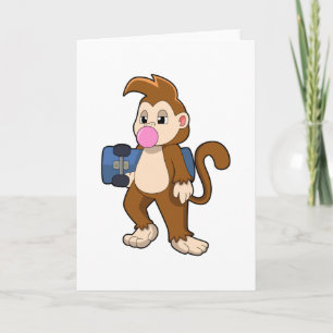 Cartão Macaco como skatista com skate