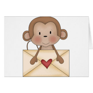 Cartão Macaco da peúga com carta de amor