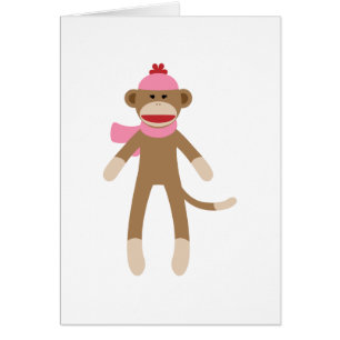 Cartão macaco da peúga da menina