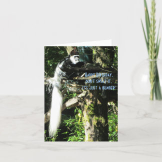 Cartão Macaco de Cauda Longa em uma Árvore