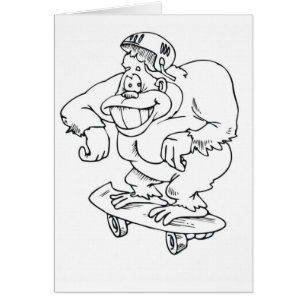 Cartão macaco de patinagem