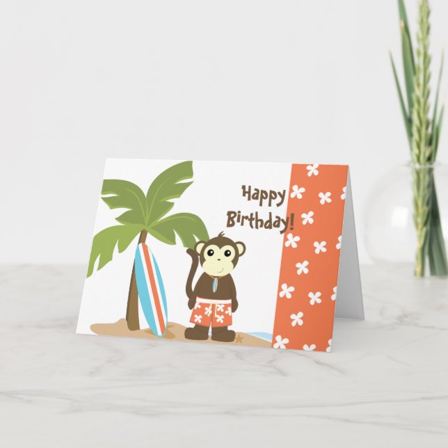 Cartão Macaco do surf (Frente)