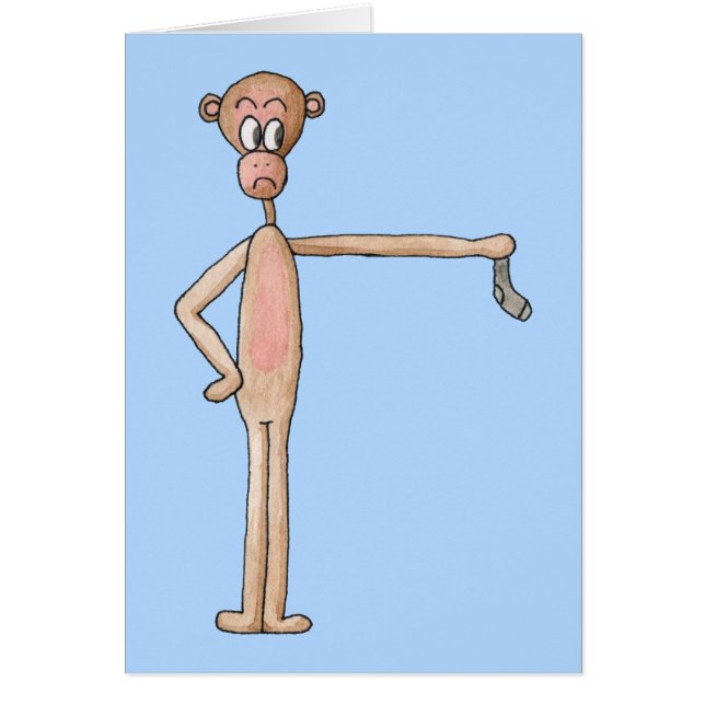 Cartão Macaco dos desenhos animados com peúga Smelly (Frente)