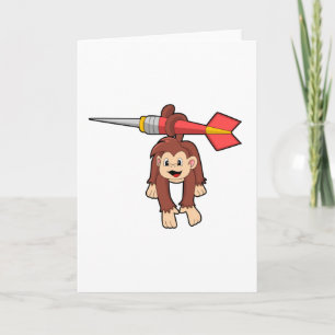Cartão Macaco em Darts com Dardo