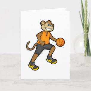 Cartão Macaco em esportes de basquete