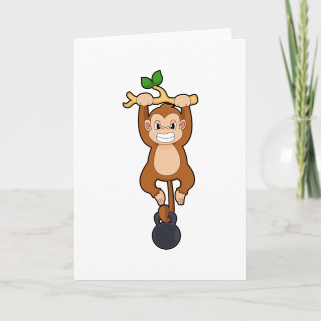 Cartão Macaco em Treinamento de Força com Haltere (Frente)