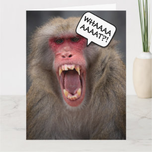 CARTÃO MACACO ENGRAÇADO ENTRANDO NO ANIVERSÁRIO