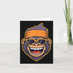 Cartão Macaco Gorila Cabeça Macaco Funky Bandana Retro C