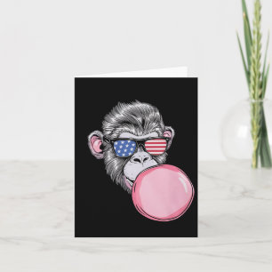 Cartão Macaco legal Com Bandeira Americana Pulga 4 De Jul