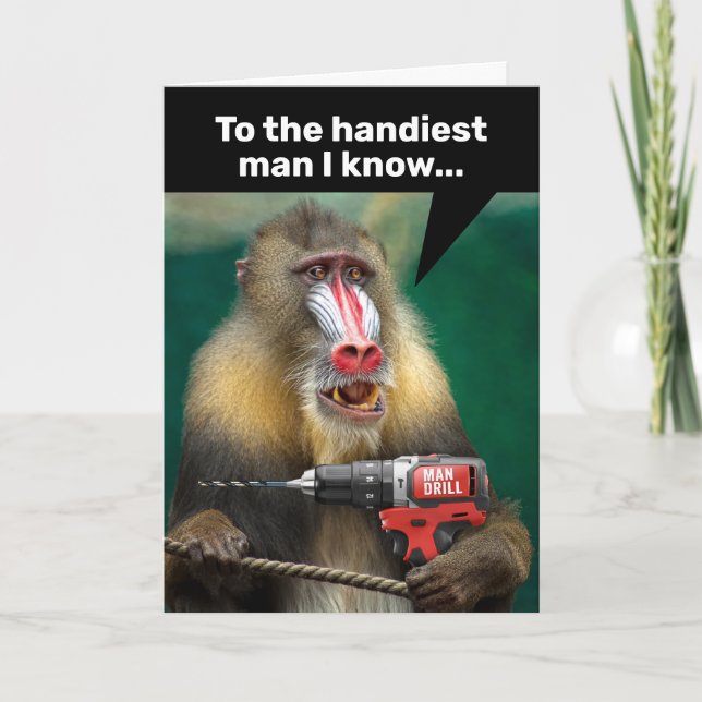 Cartão Macaco Mandrill com um Aniversário de Homem Útil (Frente)