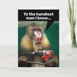 Cartão Macaco Mandrill com um Aniversário de Homem Útil