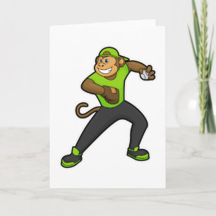 Cartão Macaco no beisebol com taco de beisebol