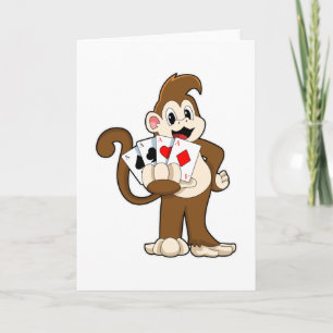 Cartão Macaco no pôquer com cartas de pôquer