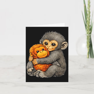 Cartão Macaco punching engraçado bebê fofo animal abraçan
