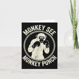 Cartão Macaco Vê Macaco Soco Boxe Vintage Gorila