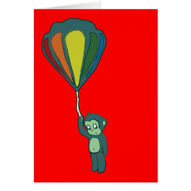 Cartão macaco voador: balão de ar quente (Frente)