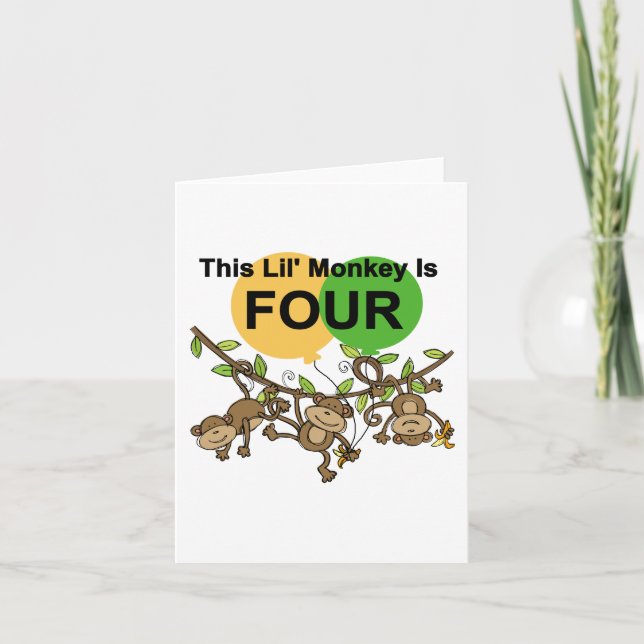 Cartão Macacos Swing 4º Aniversário Camisetas e presentes (Frente)