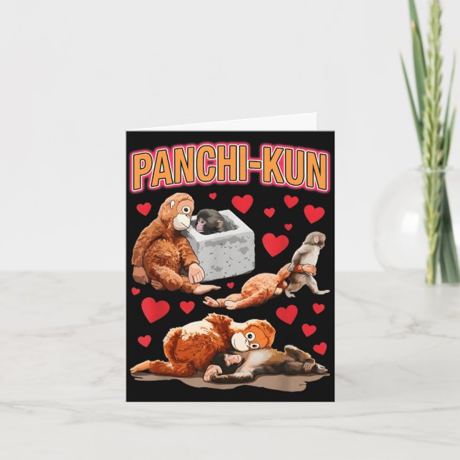 Cartão Macaquinho bebê panchi-kun fofo macaco bebê meme e (Frente)