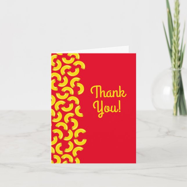 Cartão Macaroni, primeiro aniversario do Mac e Queijo (Frente)