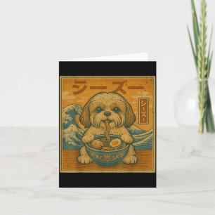 Cartão Macarrão Japonês Ramen Kawaii Engraçado Shih Tzu C