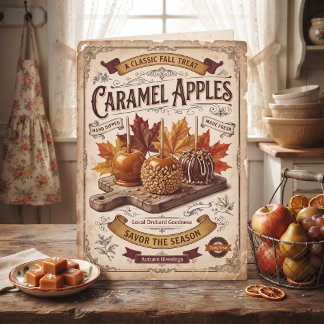 Cartão Maçãs de Caramelo Antigas | Bênçãos de Outono
