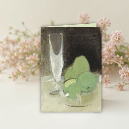 Cartão Maçãs verdes e vidro de champanhe, H. Schjerfbeck